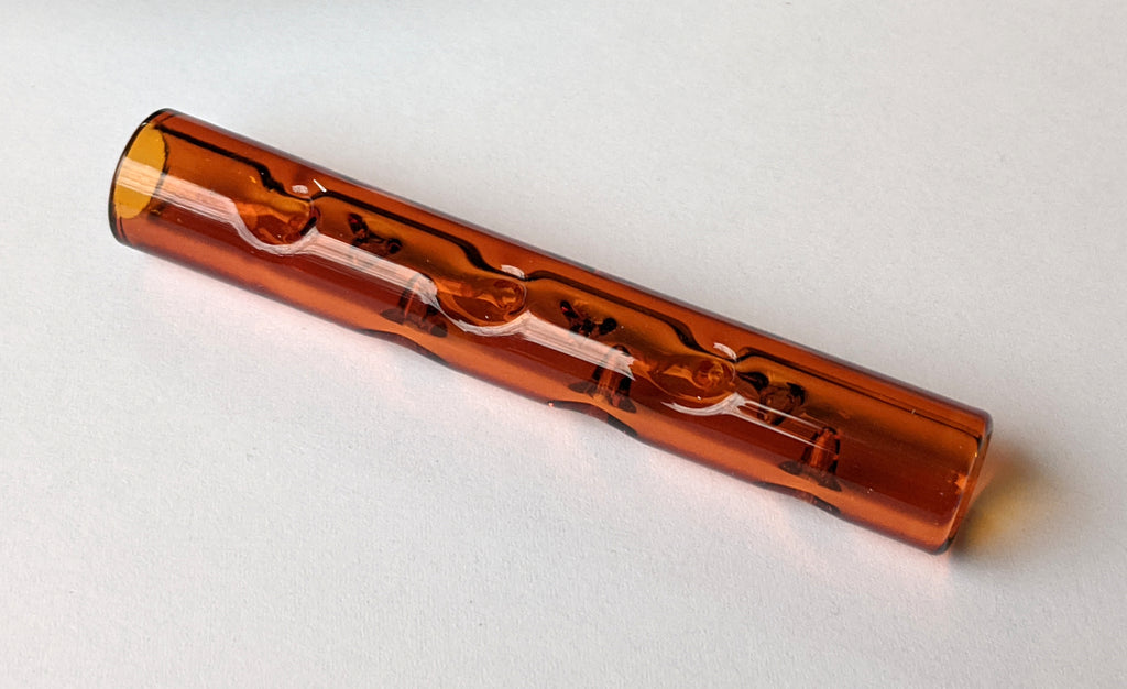 Firewood 7 Dimpled Glass Cooling Tube (Resin Amber)